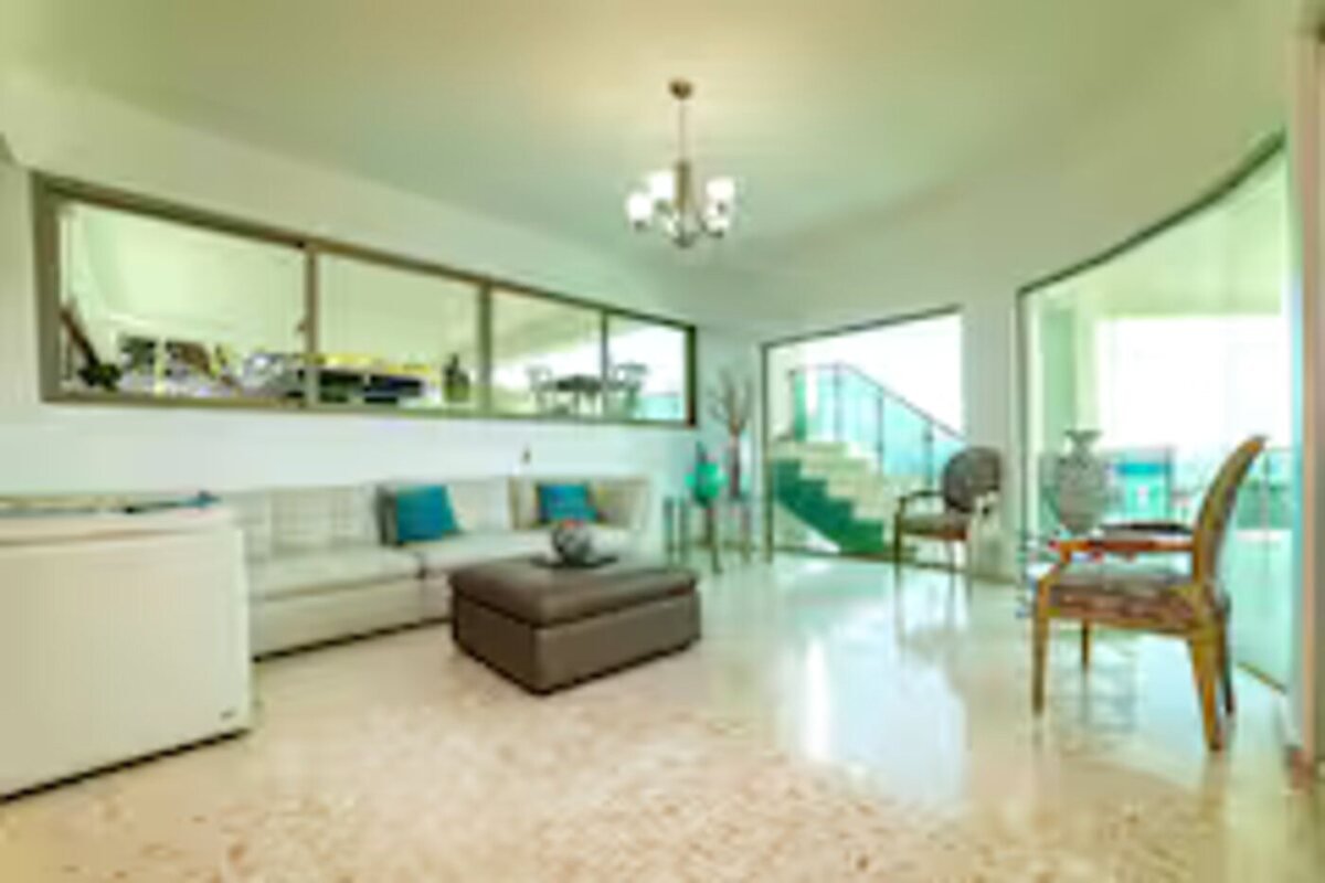 Living room with staircase